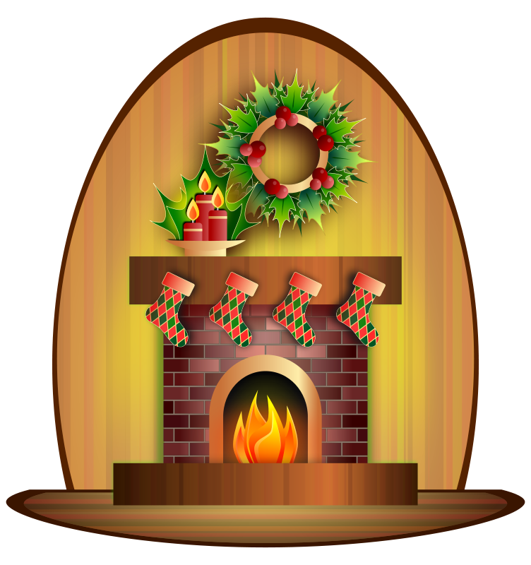 This Cozy Looking Fireplace Clip Art Complete With Christmas Wreath