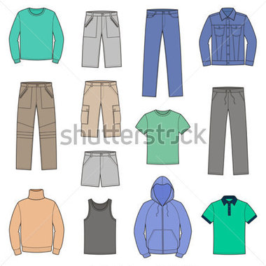 Vector Illustration  Set Of Men S Casual Clothes  Jacket Jeans Pants
