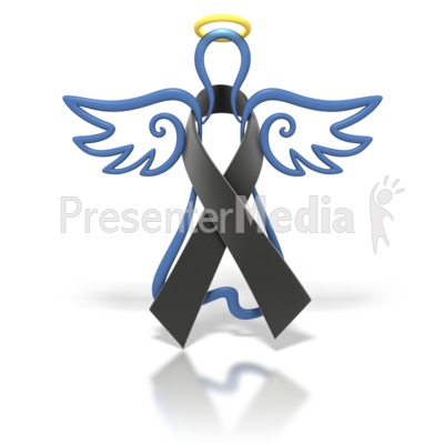 Angel Outline Black Ribbon Presentation Clipart