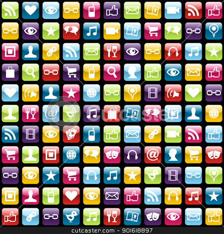 App Icons Pattern Background Stock Vector Clipart Smartphone App    