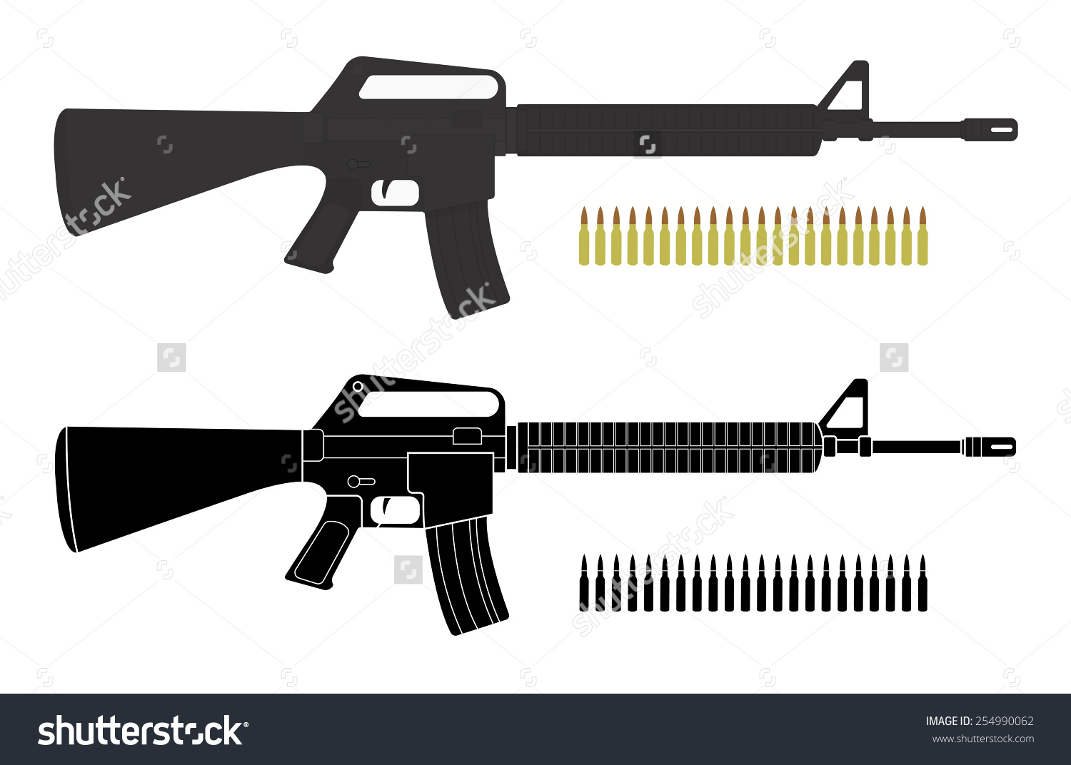 Assault Rifles With Bullets  Video Game Resources  Vector Clip Art