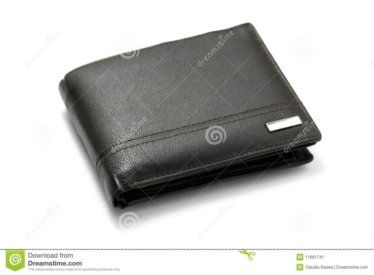 Black Leather Wallet Isolated On White Background