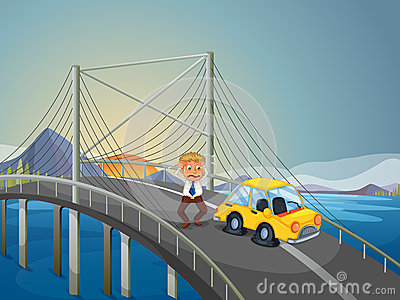 Car Accident At The Bridge Royalty Free Stock Photography   Image