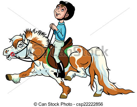 Clipart Vector Of Cartoon Boy With Pony   Cartoon Boy Riding Pony