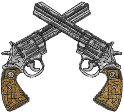 Crossed Shotguns Logo Crossed Hand Guns Embroidery
