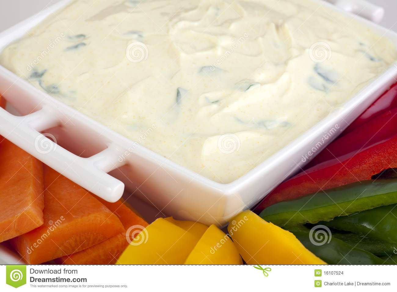 Fresh Vegetable Sticks And Creamy Dip Appetizer