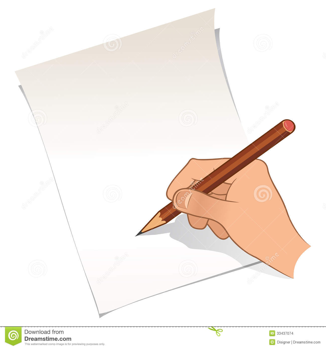 Hand With Pencil And Paper Stock Images   Image  33437074