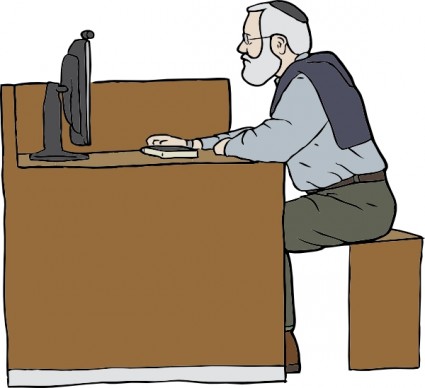 Man Working On Computer Clip Art Free Vector In Open Office Drawing    