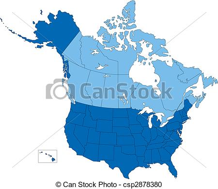 Map Of United States And Canada Broken Down By 50 States And Canadian