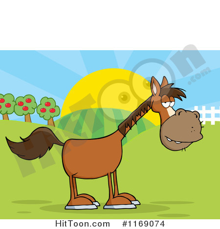 Of An Old Brown Horse On A Farm   Royalty Free Vector Clipart  1169074
