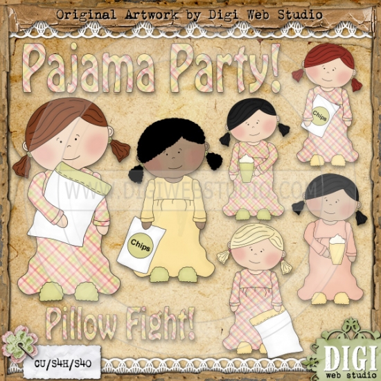 Pajama Party 1   Clip Art By Leah Rae   Digi Web Studio Clip Art