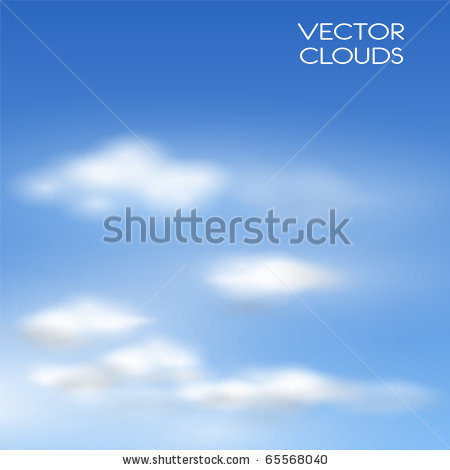 Picture Of Rain Clouds In A Blue Sky In A Vector Clip Art Illustration