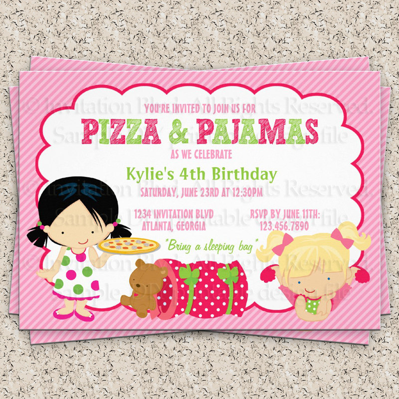 Pizza And Pajamas Invitation Girl S Sleepover By Invitationblvd