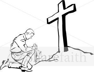 Praying Cowboy At The Cross   Prayer Clipart
