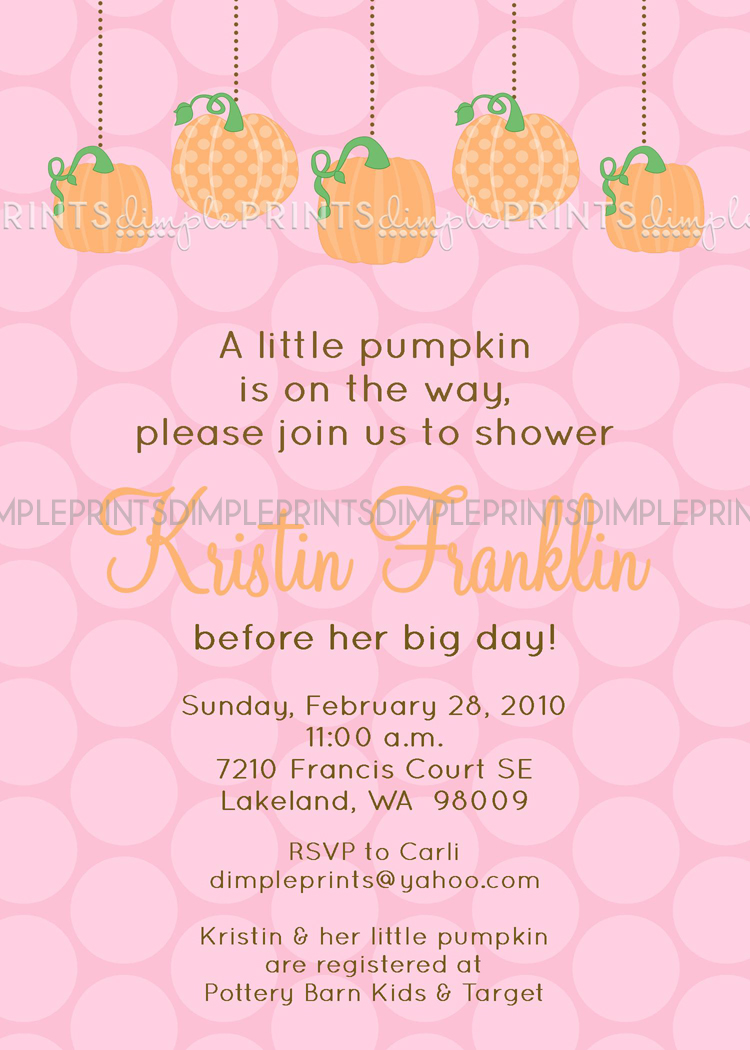 Pumpkin Baby Shower Printable Invite   Dimple Prints Shop
