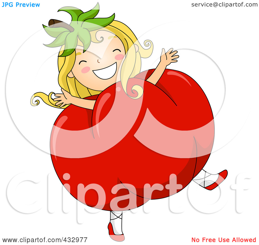 Rf  Clipart Illustration Of A Happy Girl Dancing In A Tomato Costume