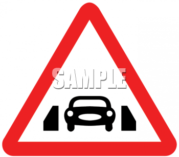 Royalty Free Clipart Image Road Sign Showing A Car On Narrow Bridge