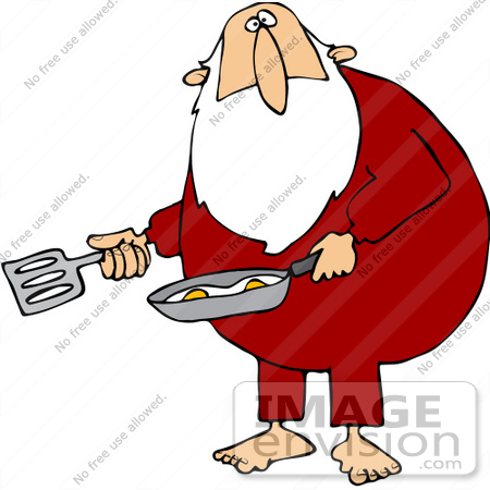 Royalty Free  Rf  Clipart Illustration Of A Chubby Santa Cooking Eggs