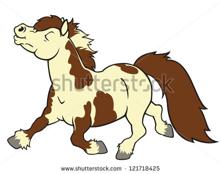 Shetland Ponyrunning Little Horseside View Cartoon Picturevector