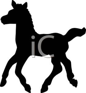 Side View Of A Black Pony   Royalty Free Clipart Picture