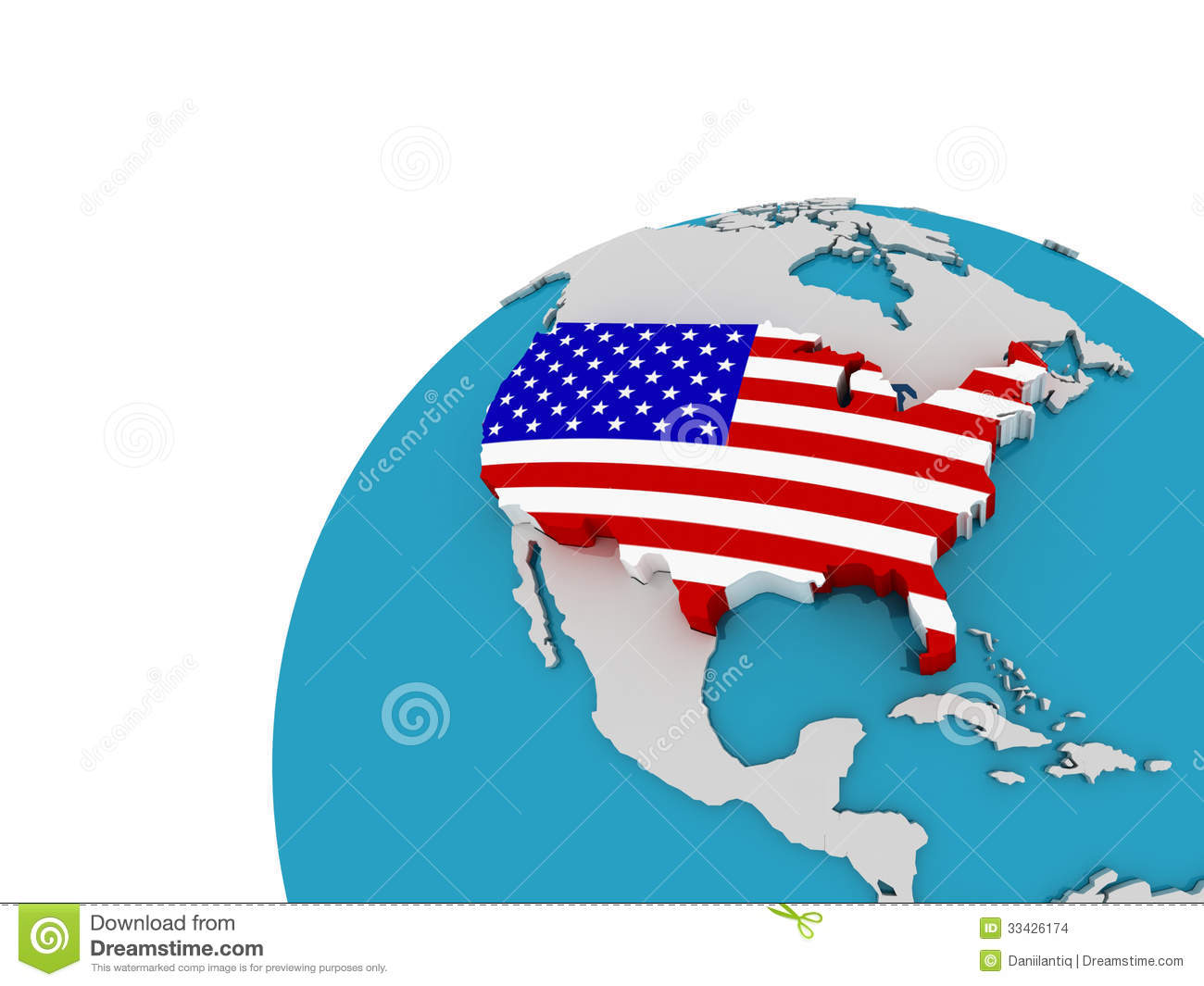The Flag Of United States On The Globe 3d Stock Images   Image