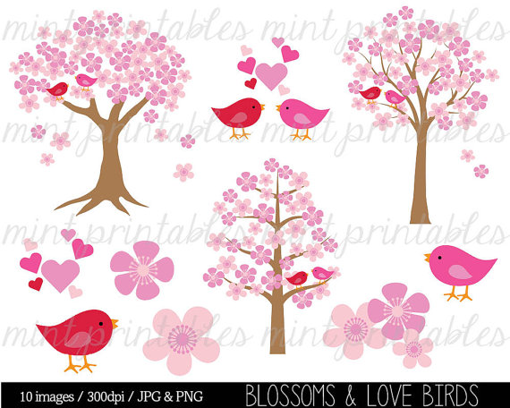 Tree Clipart Cherry Blossom Clipart Clip Art Love Birds Clipart    