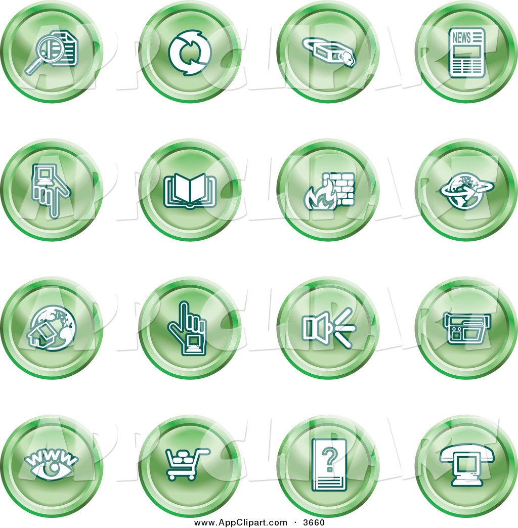 Vector Clip Art Of A Collection Of 16 Green Icons Of Security Symbols
