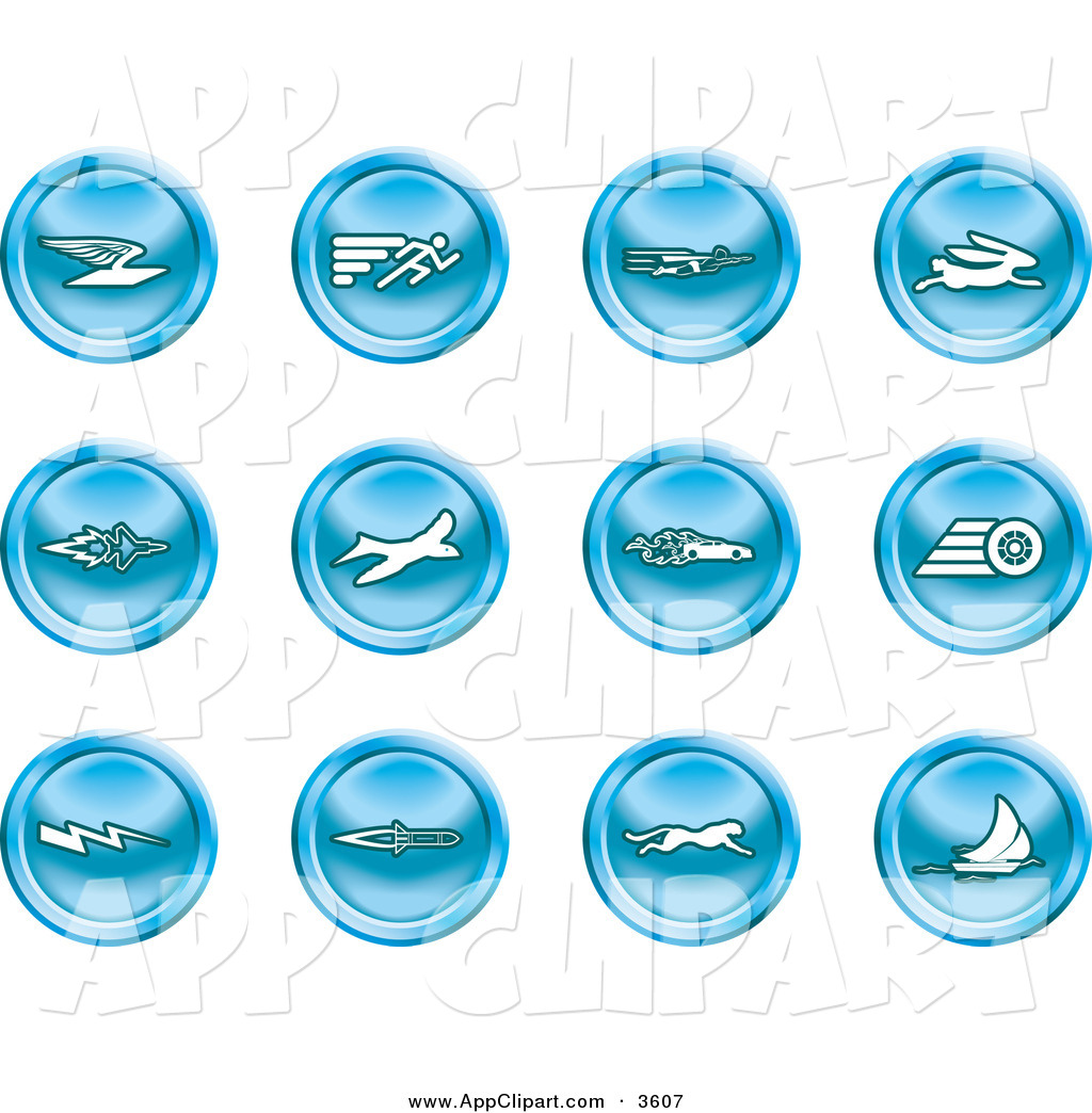 Vector Clip Art Of A Set Of Blue Speed Icons Of Email Runner Super