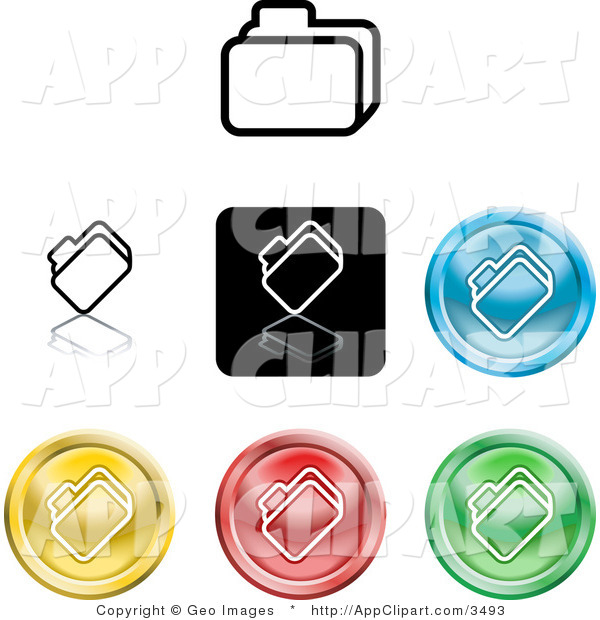 Vector Clip Art Of A Set Of Seven Different Colored File Icon Buttons