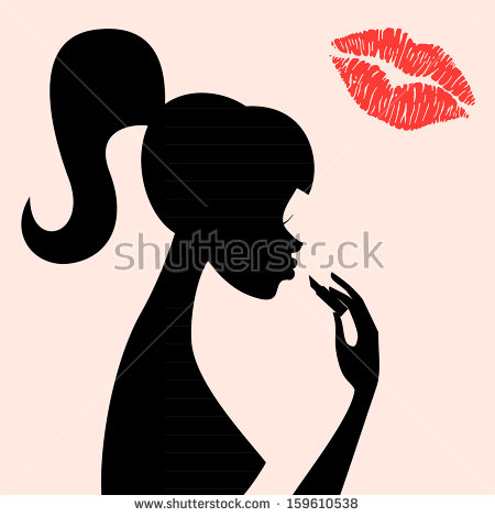 Vector Illustration Of A Woman Silhouette With The Hair In A Ponytail