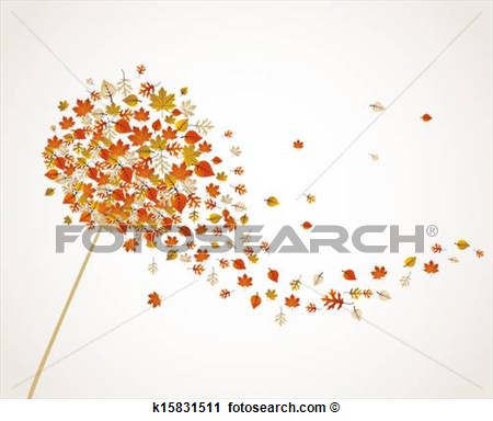 Autumn Concept  Dandelion With Flying Leaves And Flower Petals