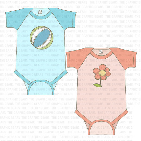Baby Onesie Clip Art   Cute Boy And Girl Onesies Clip Art In Pink And    
