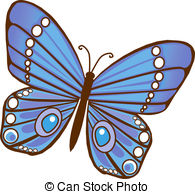 Blue Butterfly   Red Orange Illustrated Butterfly