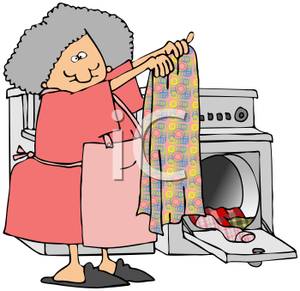 Boy Fold Laundry Clipart A Elderly Woman Taking Clothes