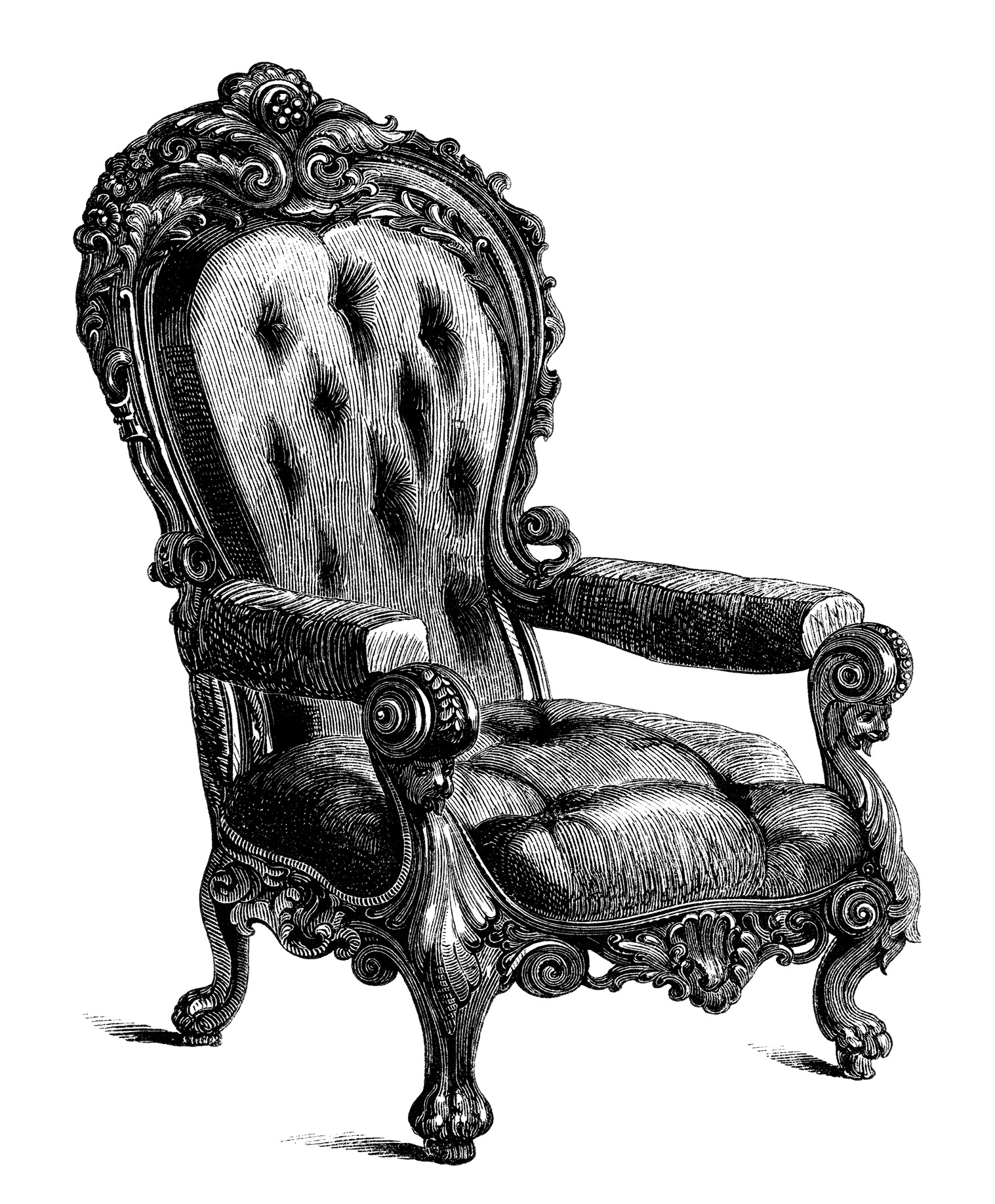 Chair Clip Art Black And White Clipart Antique Chair Engraving Old