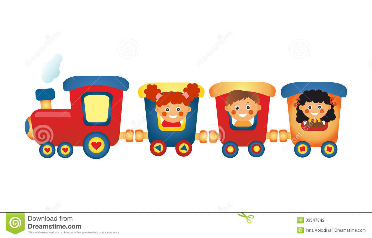 Children Riding Train On White Background Stock Photography   Image