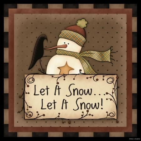 Christmas Primitive Clip Art       Snowman 7 Sign Winter Primitive