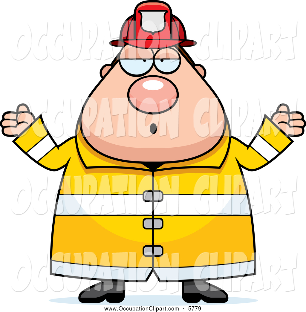 Chubby Fireman Shrugging 3d White Firefighter With An Axe Fireman With