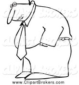 Clip Art Cartoon Of A Black And White Depressed Businessman Hanging    