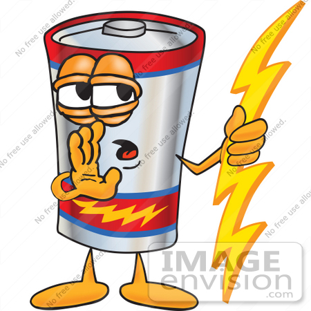 Clip Art Graphic Of A Battery Mascot Character Holding A Bolt Of    