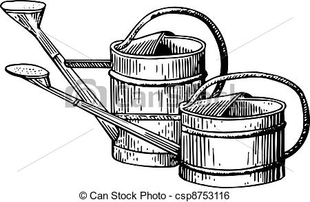 Clip Art Vector Of Watering Can   Two Watering Cans Big And Small On