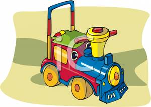 Colorful Ride On Toy Train Engine   Royalty Free Clipart Picture