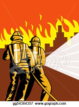 Drawing   Firemen Fighting Fire  Clipart Drawing Gg54364357