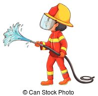 Fireman   Illustration Of A Fireman Using Water Hose