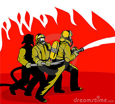 Firemen Fighting A Blaze Stock Image   Image  5286331