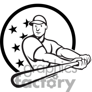 Free Black And White Baseball Player Batting Side Low Circ Clipart