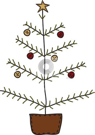 Free Primitive Clip Art   Folk Art Primitive Christmas Tree Stock
