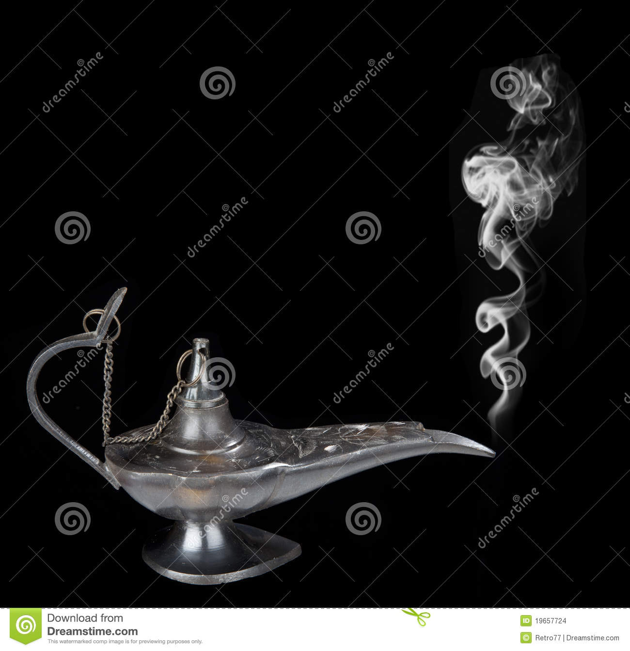 Genie Lamp With A Smoke   Symbol Of The Rapid Success  Isolated On    
