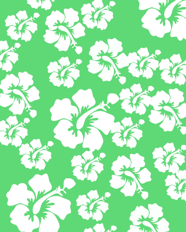 Hawaii Flower Clip Art Background Pattern Graphics  Green With White