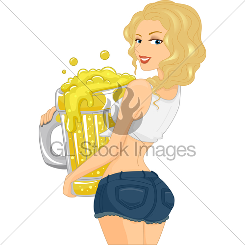 Illustration Of A Woman Holding A Giant Mug Of